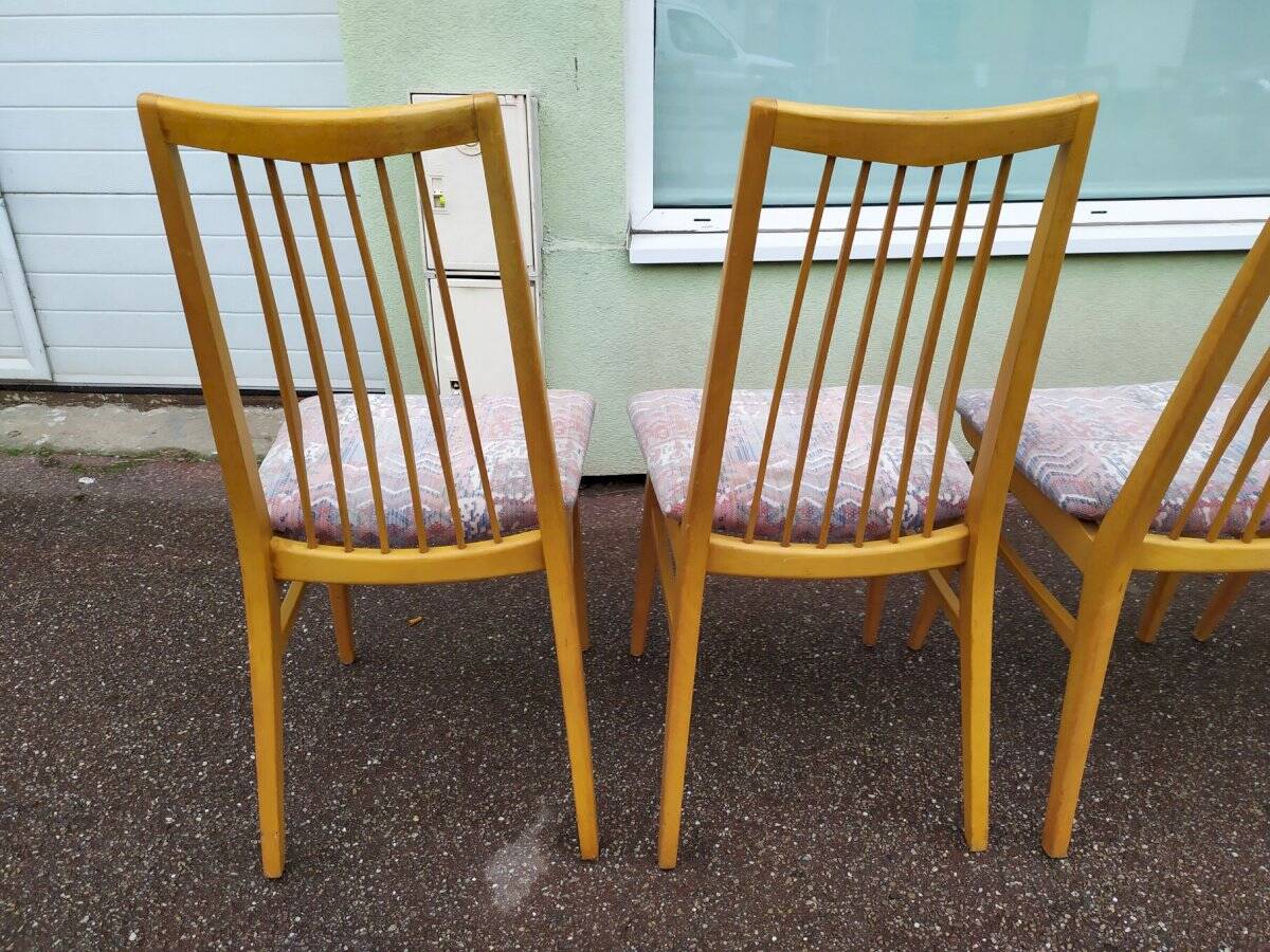 Lot de 8 chaises scandinave bois et tissu