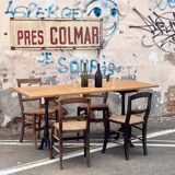 Antique bistro table with cast iron legs
