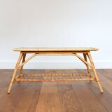 Coffee table wood and rattan 1950s