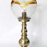 Vintage 1970s solid brass and glass globe table lamp