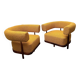 Set of Lounge Chairs with Tapered Legs in Mustard Bouclé Wood, 2000s