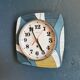 Clock wall clock formica silent square "Star blue white ochre"
