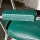 Pair of green vinyl and chrome armchairs, mid-century