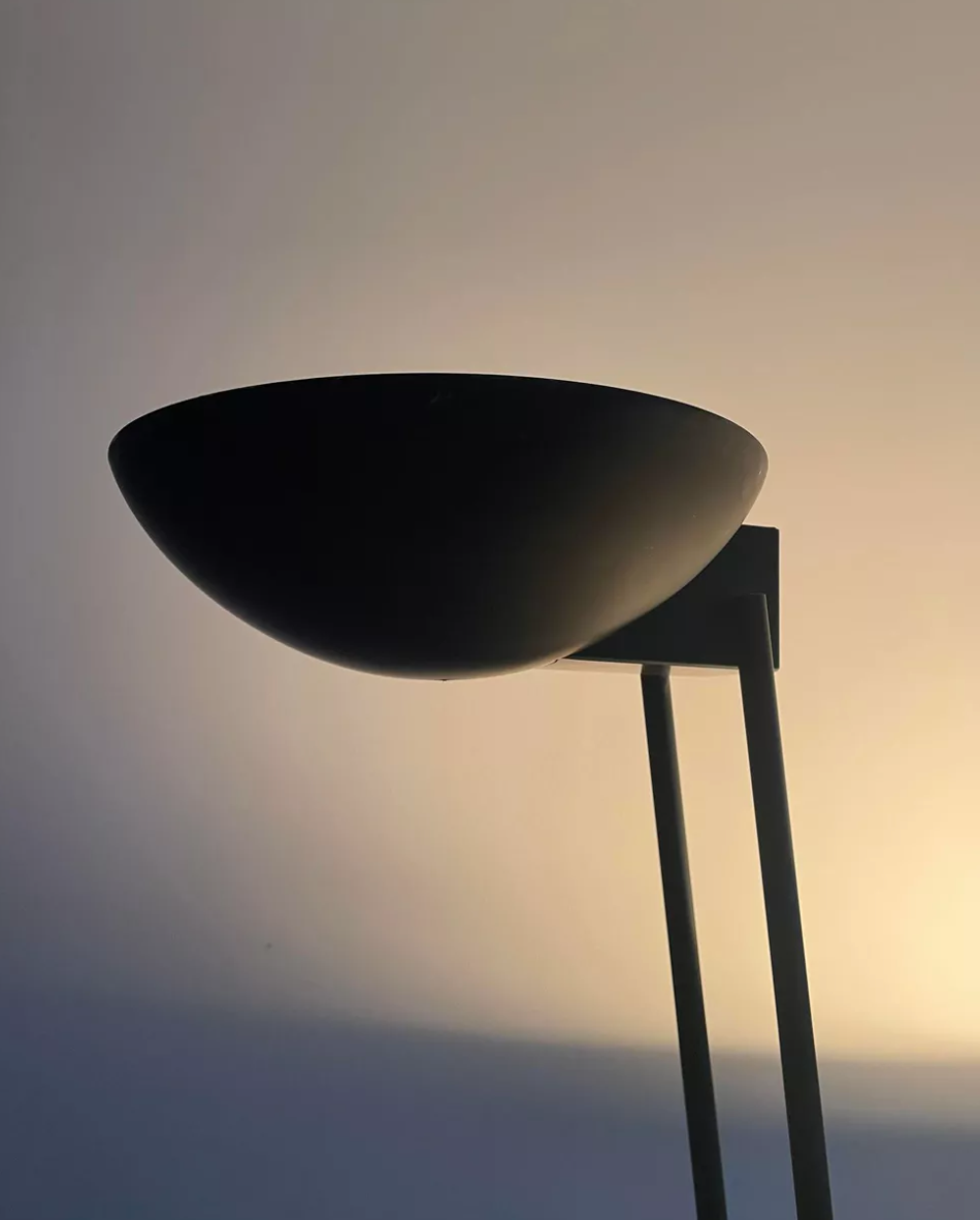 Adjustable modernist floor lamp black lacquered metal Italian 80s