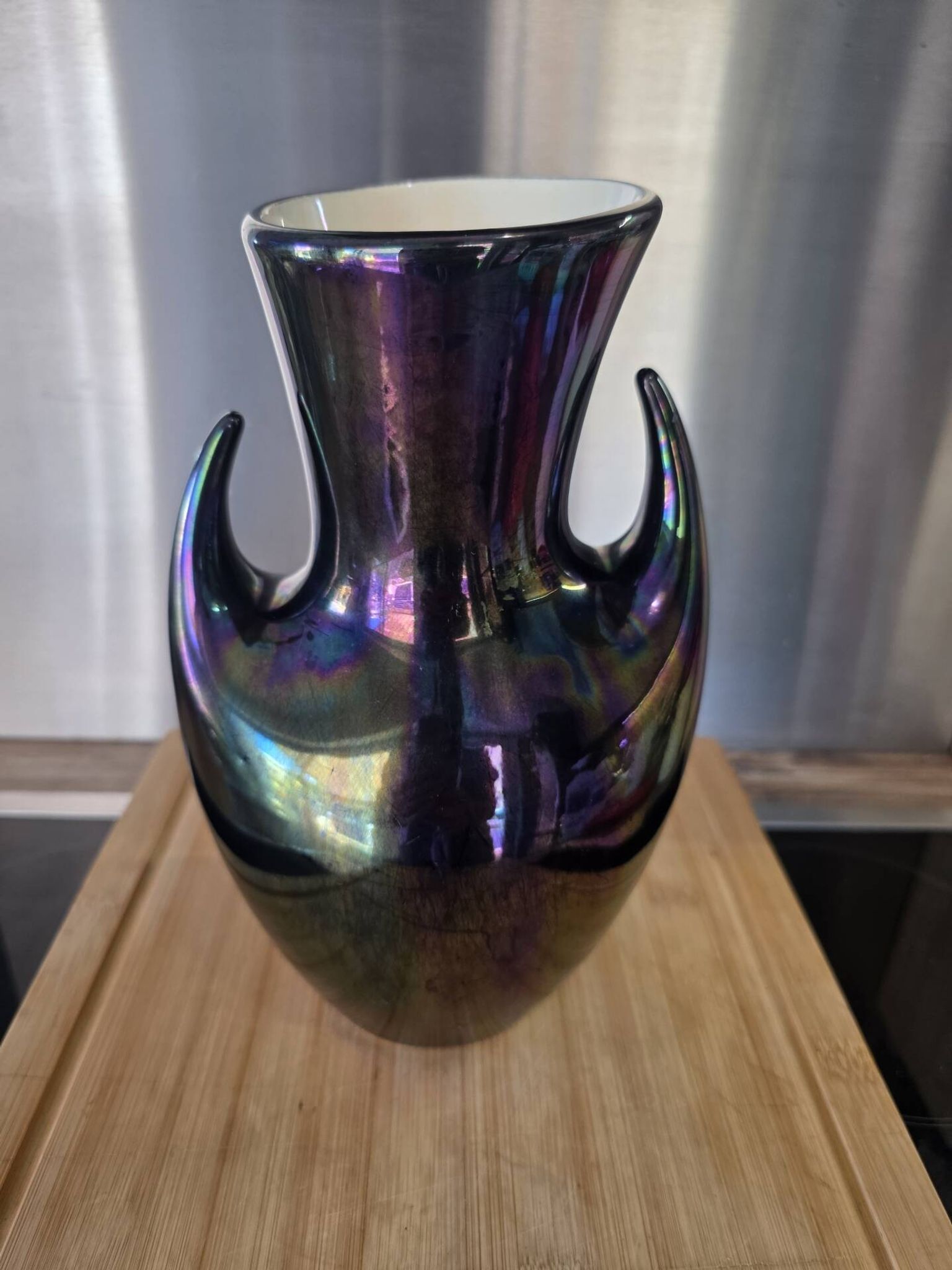 Vase Design Vintage à Cornes – Verceram Années 50/60 – Reflets Irisés