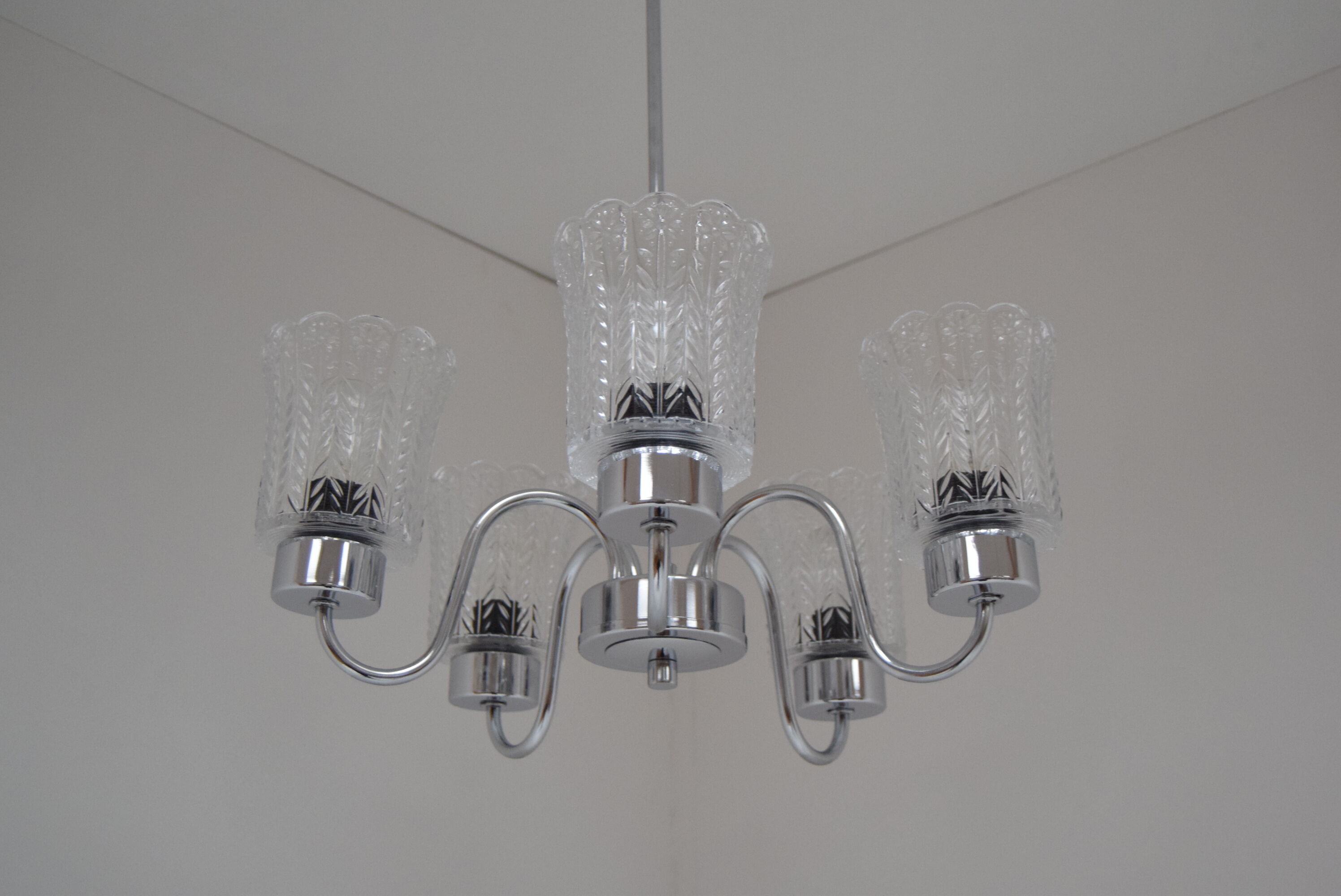 Chrome chandelier Jilove u Decina,1970