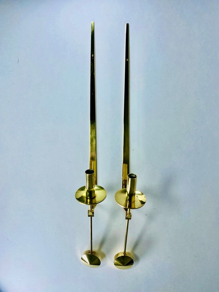 Pair of Wall Candle holder Skultuna Sweden 1970 Pierre Forsell 1607 vintage