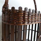 Hand-woven wooden bottle locker, bamboo and wicker