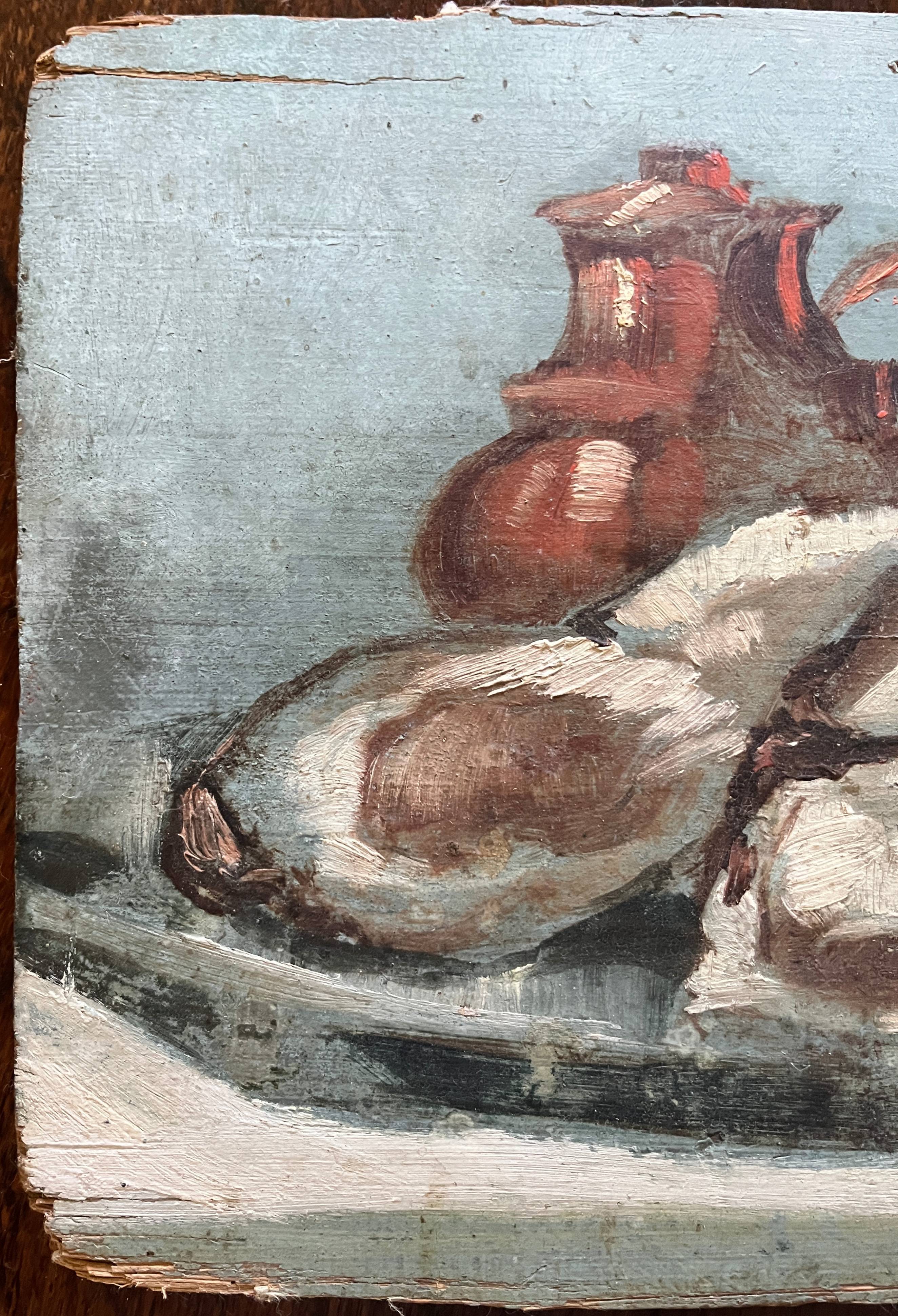 HSP painting Still life with oysters and lemon signed (to be deciphered) early X