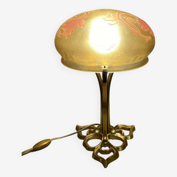 Lampe champignon style art nouveau signée p lucas et vianne