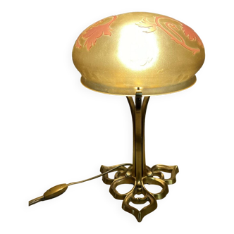 Art nouveau style mushroom lamp signed p lucas and vianne