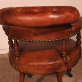 small shepherdess or armchair in mahogany and cognac leather - 19th century