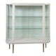 White vintage slatted display case on gold legs