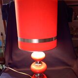 Orange lamp in vintage turned wood