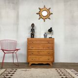 Chest of drawers vintage oak feet compass retro 1950 4 drawers