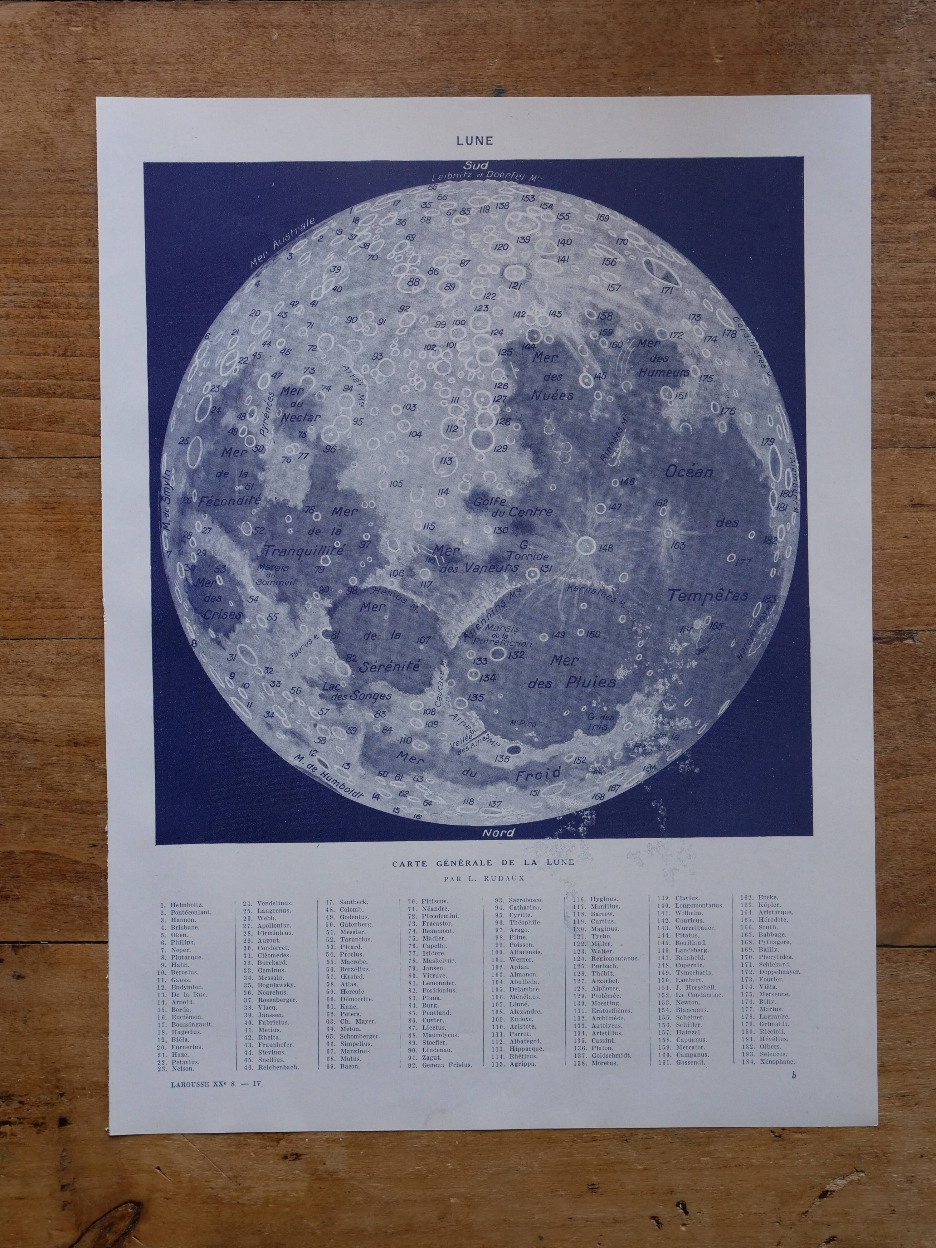 Set of 2 original lithographs on the sky and the moon