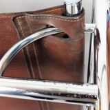 Pair of armchairs chromed metal and leather, 60 years