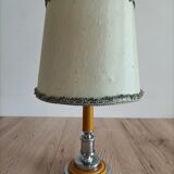 Solid brass candle holder lamp and vintage fabric