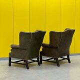 Vintage leather chesterfield wingback armchair-(price is for one Chair)