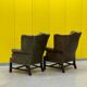 Vintage leather chesterfield wingback armchair-(price is for one Chair)