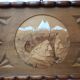 Old carved solid wood top, with glass plate - 50s