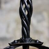 Pair of brutalist wrought iron candlesticks