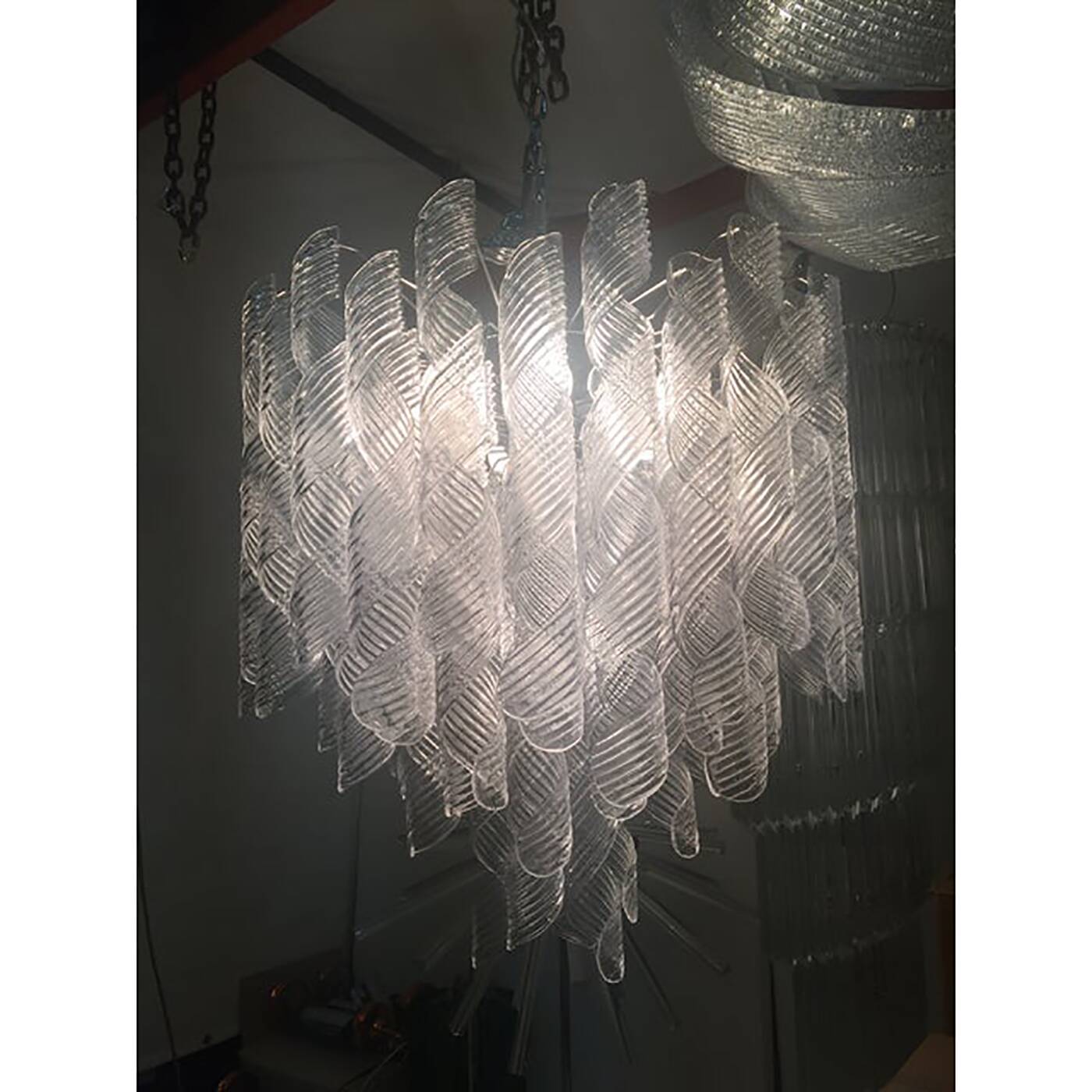 Murano Glass Sputnik Chandelier With Swirling Italian Glass