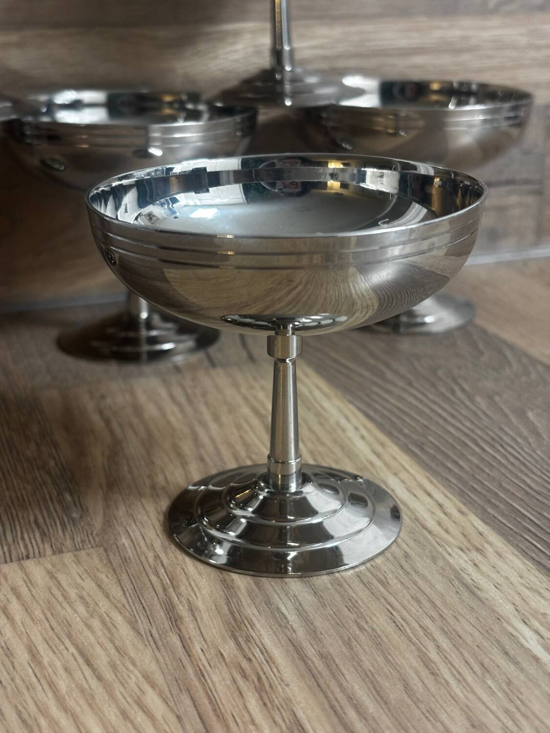 Vintage set of 6 beautifully crafted stainless steel bowls by Letang Remy.