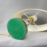 Mid century brass table lamp with silk cream oval lampshade 1960s