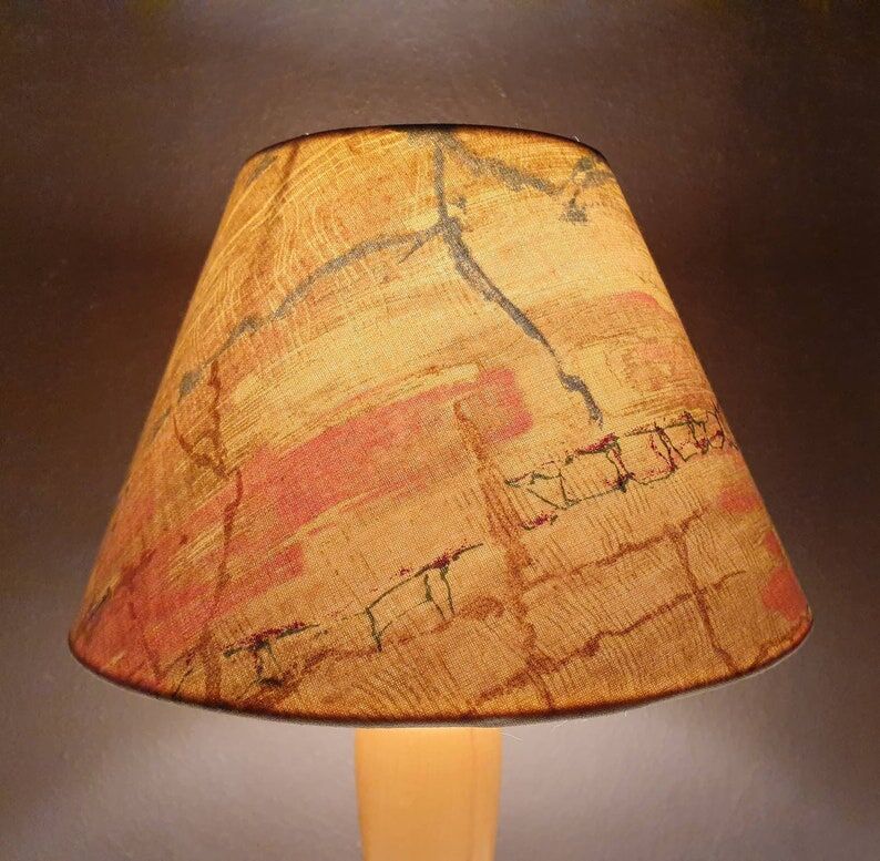 Wooden table lamp with fabric lampshade 1980