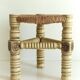 Brutalist Hand-Carved Wood and Fiber Stools, Belgium, Circa 1960s