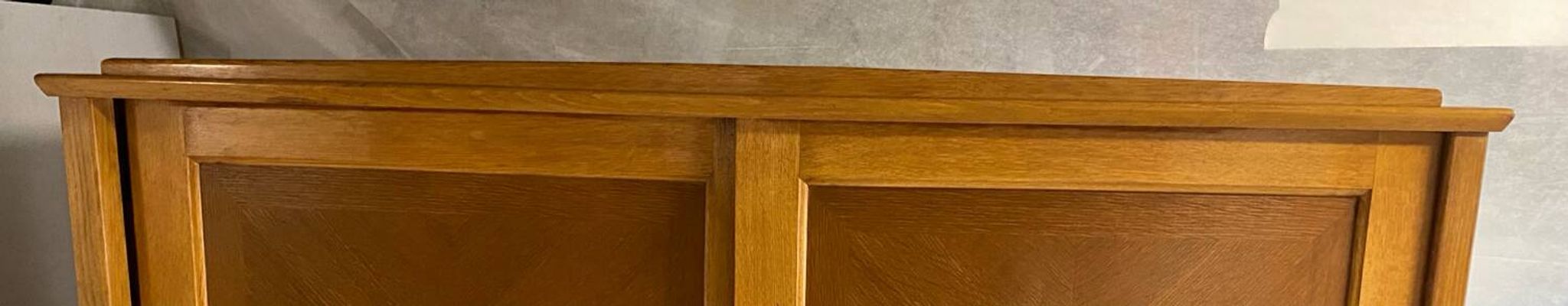 Vintage wardrobe with compass feet, sliding doors