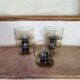 Set of 5 Pegasus Mobil Oil smoked glass cups