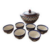 Ceramic soup tureen with its 6 bowls