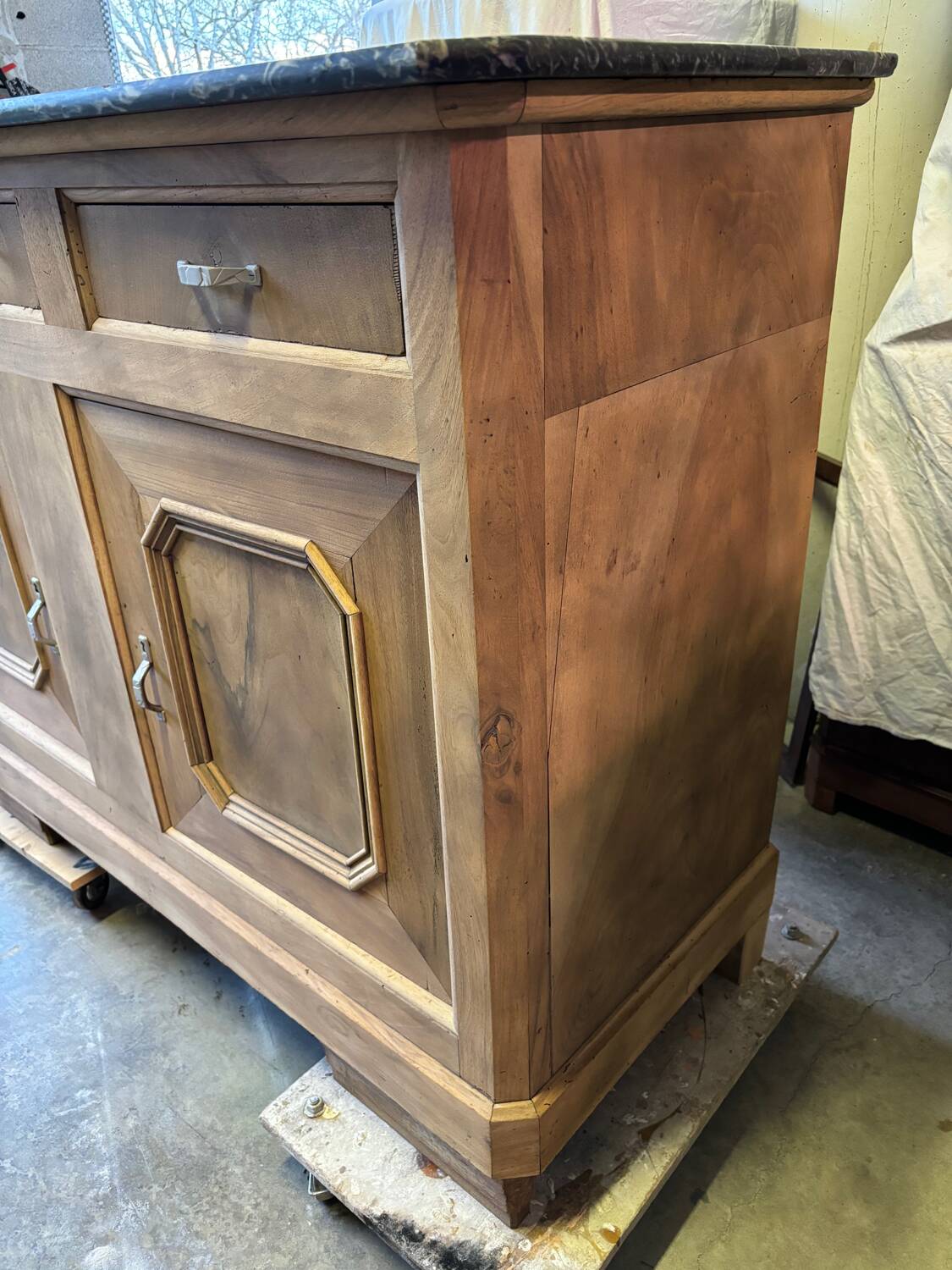 Art Deco raw wood sideboard