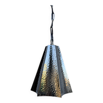 Modern hammered chrome metal suspension