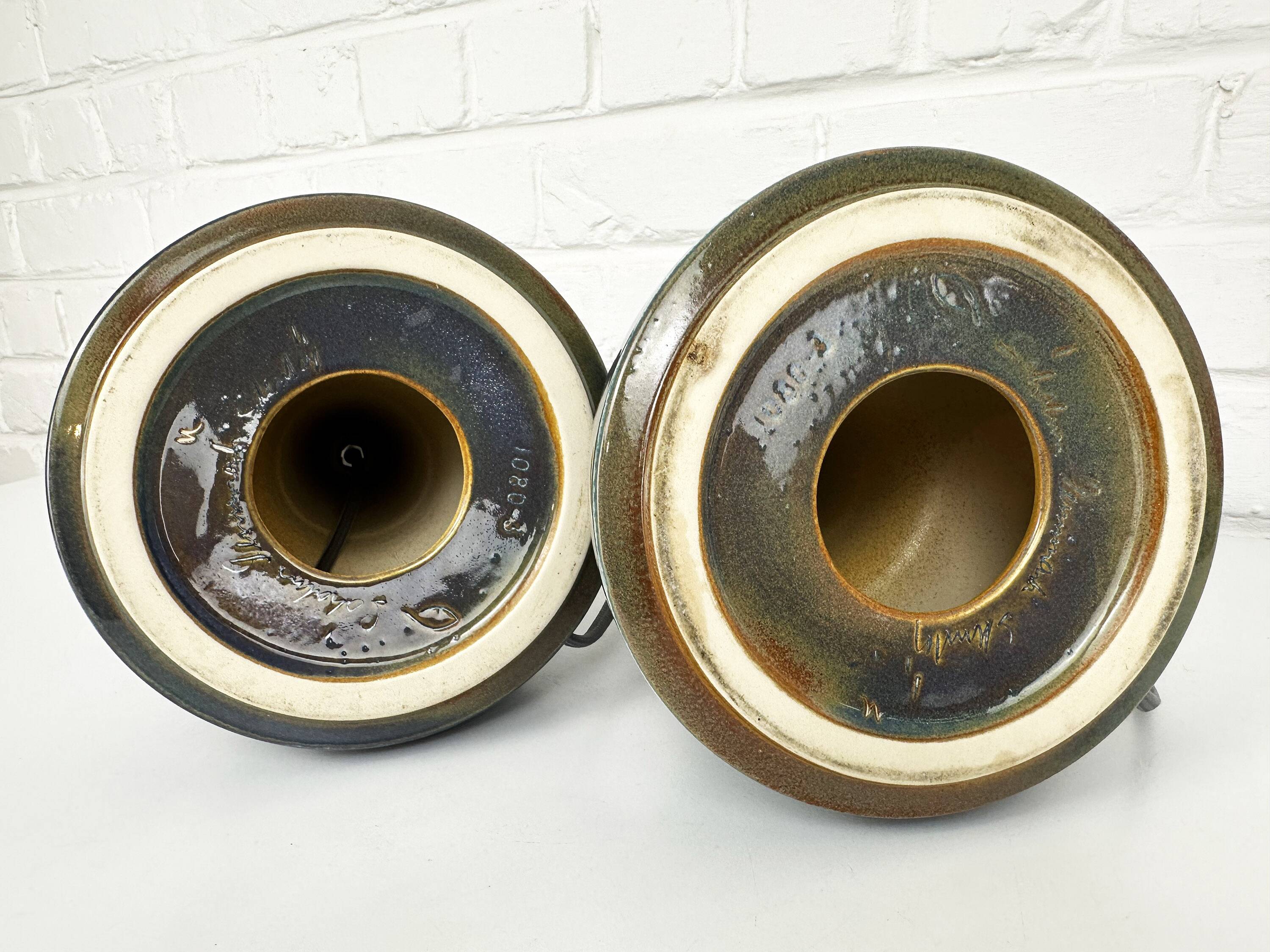 Pair of large blue table lamps Søholm Einar Johansen Denmark 1960s