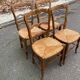 Four Louis XV chairs in solid oak and straw seats, 19th century