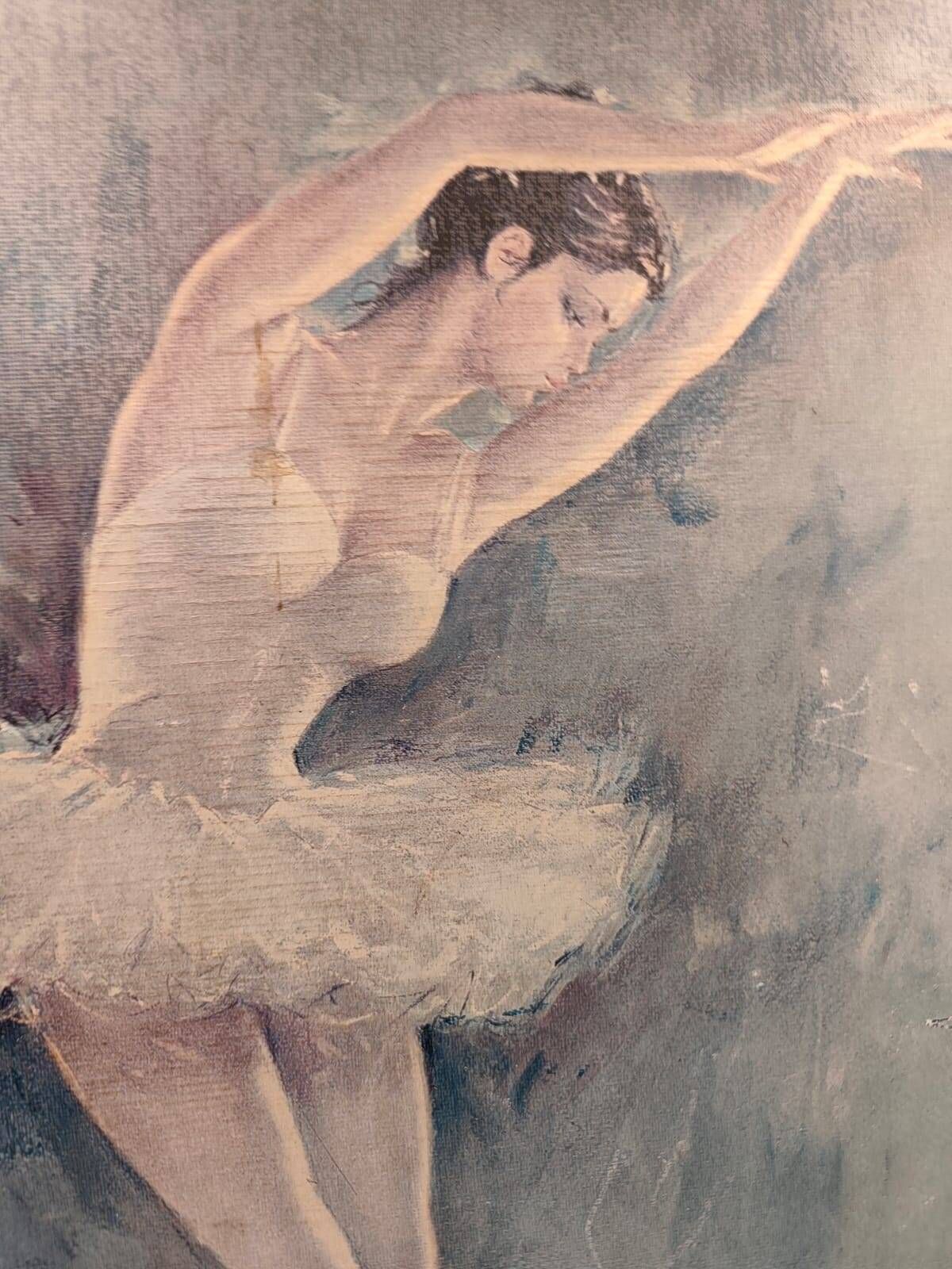 Ballerina painting on wood | Vintage painting | Framed | Art deco