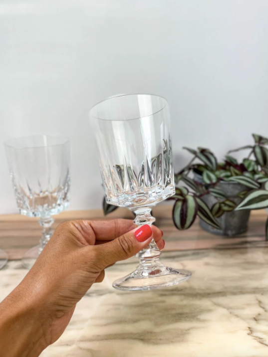 Set of 4 Crystal Water Glasses of Arques model Louvre