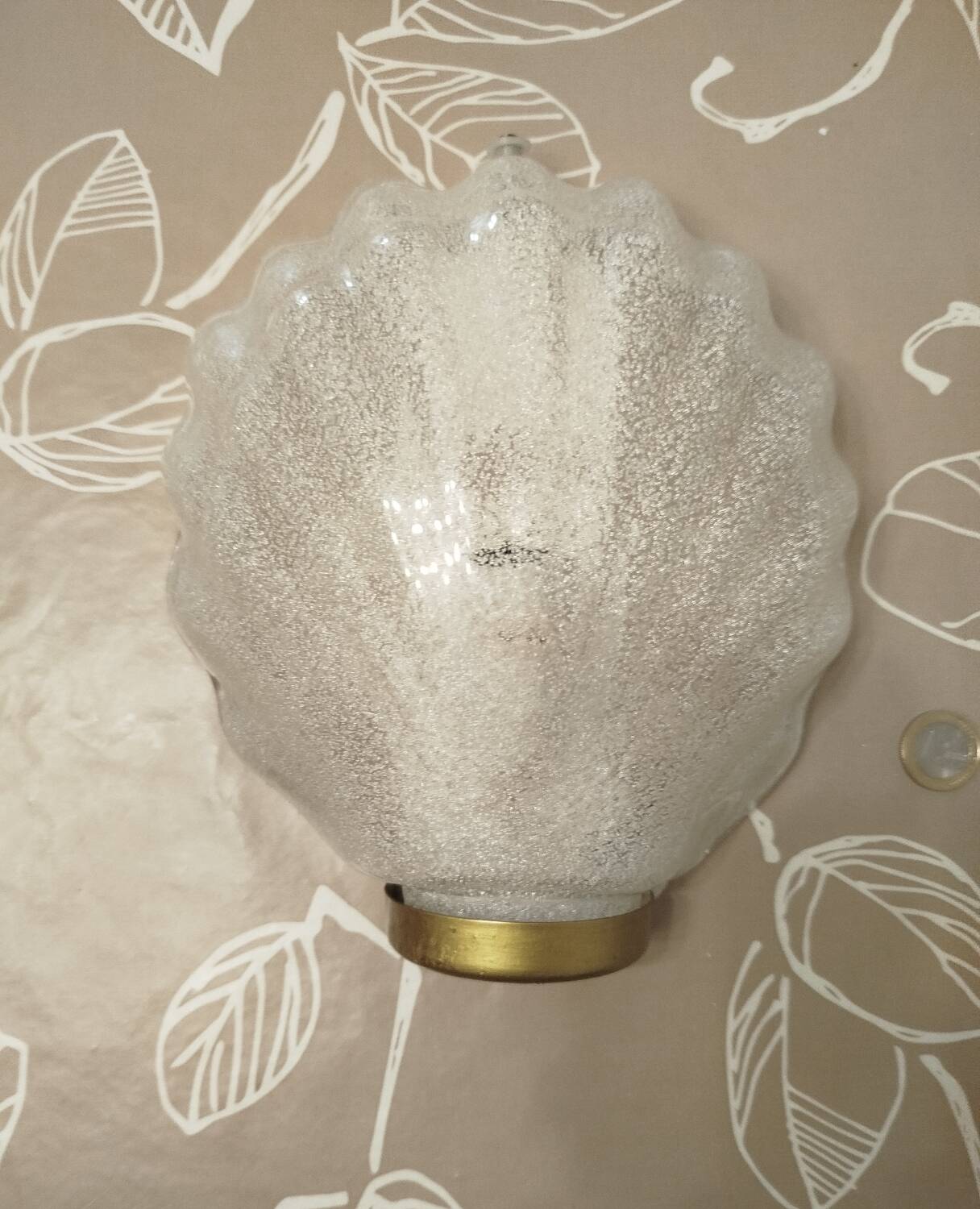 Frosted glass wall sconce Murano Art Deco vintage shell