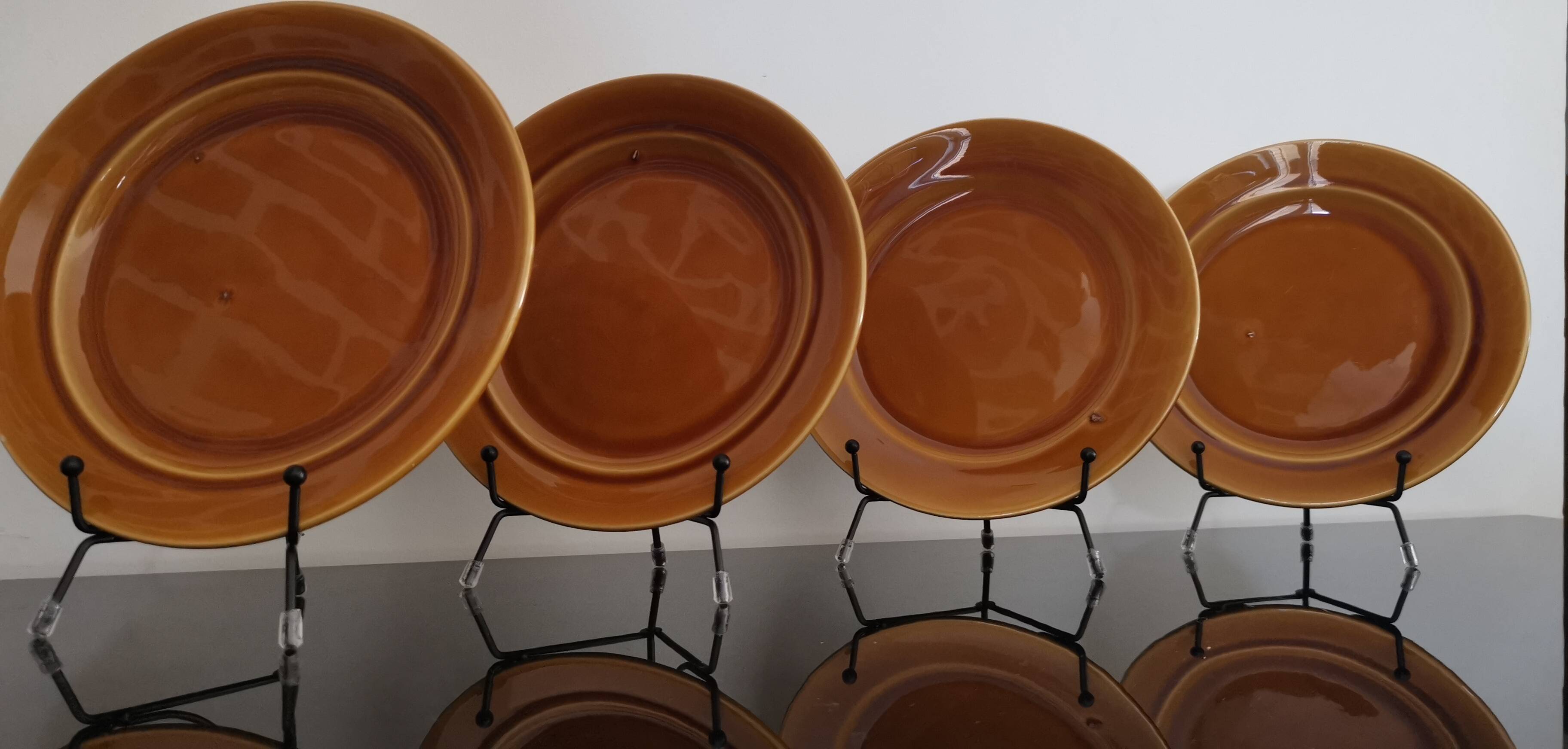 St Amand caramel glazed ceramic dessert plates