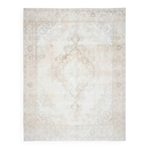 Tapis persan fait main en laine et coton beige 289x376 des années 1970