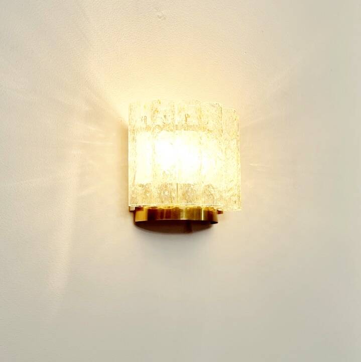 Mid-Century Ice Glass Wall Light from Doria Leuchten, Germany, 1960s