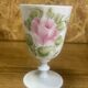 Vase and white eopaline glass set with painted floral decoration - Paris, vintage