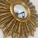Old witch's eye mirror in gilded wood 62cm