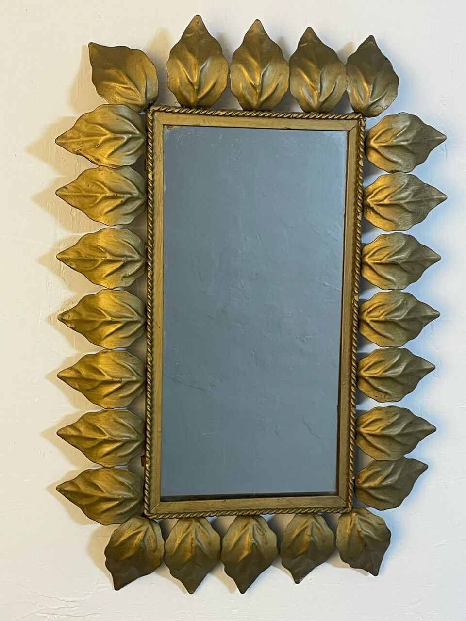 Rectangular wrought iron sun mirror from the 50