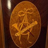 Exquisite Louis XV Style Bombé Commode with Musical Marquetry & Marble