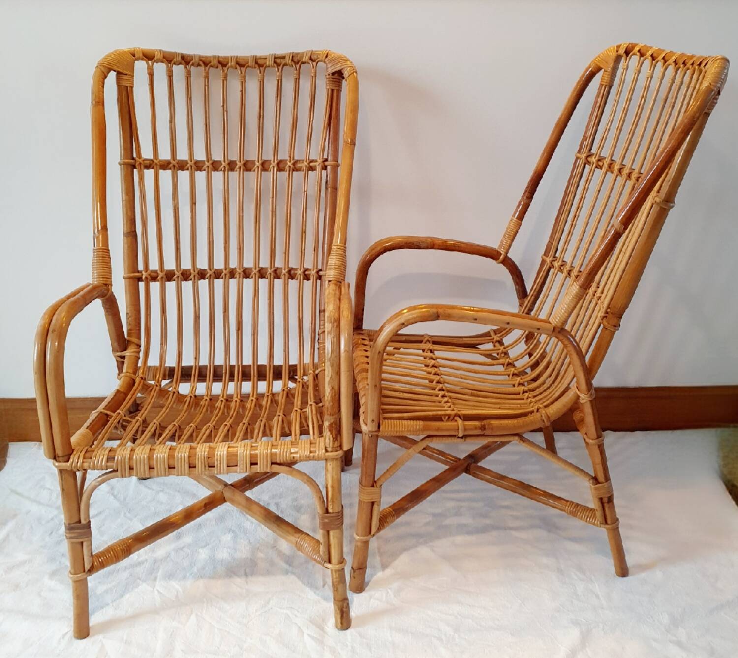 Pair of rattan armchairs