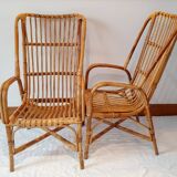 Paire de fauteuils en rotin